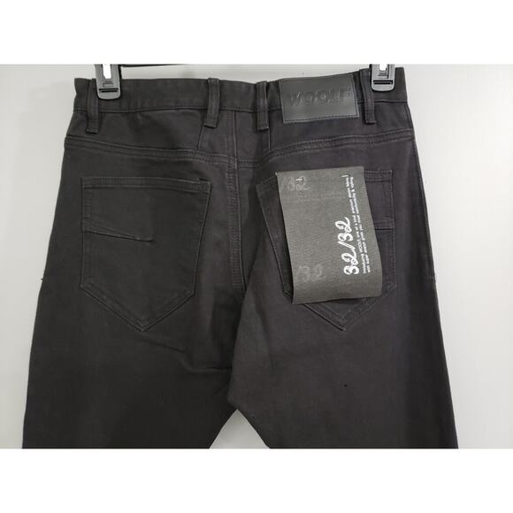 Mens Jeans Woolf Urban Style Size 32X32 Skinny BlacK Purple Hip Hop Rhinestone - Picture 6 of 7